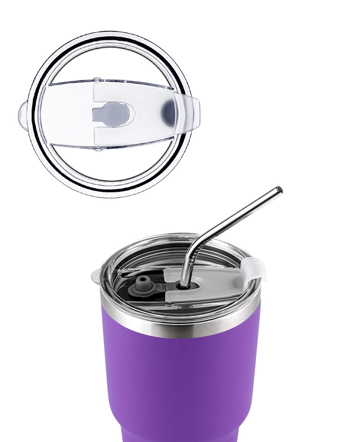 Product Image 30oz Blue Tumbler Stainless Steel Double Wall Vacuum Insulated Mug with Straw and Lid, Cleaning Brush for Cold and Hot Beverages