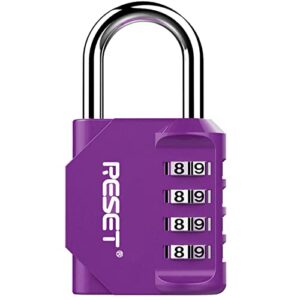 reset-060 4 digit combination lock outdoor padlock for school gym sports locker fence toolbox gate suitcase hasp purple