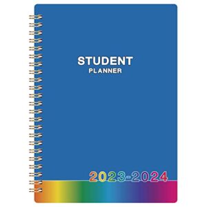 student planner 2023-2024 - 2023-2024 school planner with stickers, july 2023 - june 2024, 6.3" x 8.4", academic monthly & weekly planner/agenda, thick paper + holidays + twin-wire binding - blue