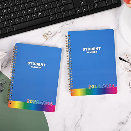 Student Planner 2023-2024 - 2023-2024 School Planner with Stickers, July 2023 - June 2024, 6.3" x 8.4", Academic Monthly & Weekly Planner/Agenda, Thick Paper + Holidays + Twin-Wire Binding - Blue