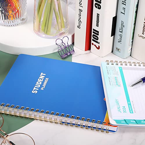 Student Planner 2023-2024 - 2023-2024 School Planner with Stickers, July 2023 - June 2024, 6.3" x 8.4", Academic Monthly & Weekly Planner/Agenda, Thick Paper + Holidays + Twin-Wire Binding - Blue