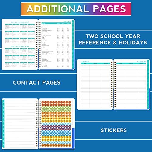 Student Planner 2023-2024 - 2023-2024 School Planner with Stickers, July 2023 - June 2024, 6.3" x 8.4", Academic Monthly & Weekly Planner/Agenda, Thick Paper + Holidays + Twin-Wire Binding - Blue