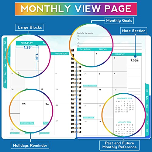 Student Planner 2023-2024 - 2023-2024 School Planner with Stickers, July 2023 - June 2024, 6.3" x 8.4", Academic Monthly & Weekly Planner/Agenda, Thick Paper + Holidays + Twin-Wire Binding - Blue