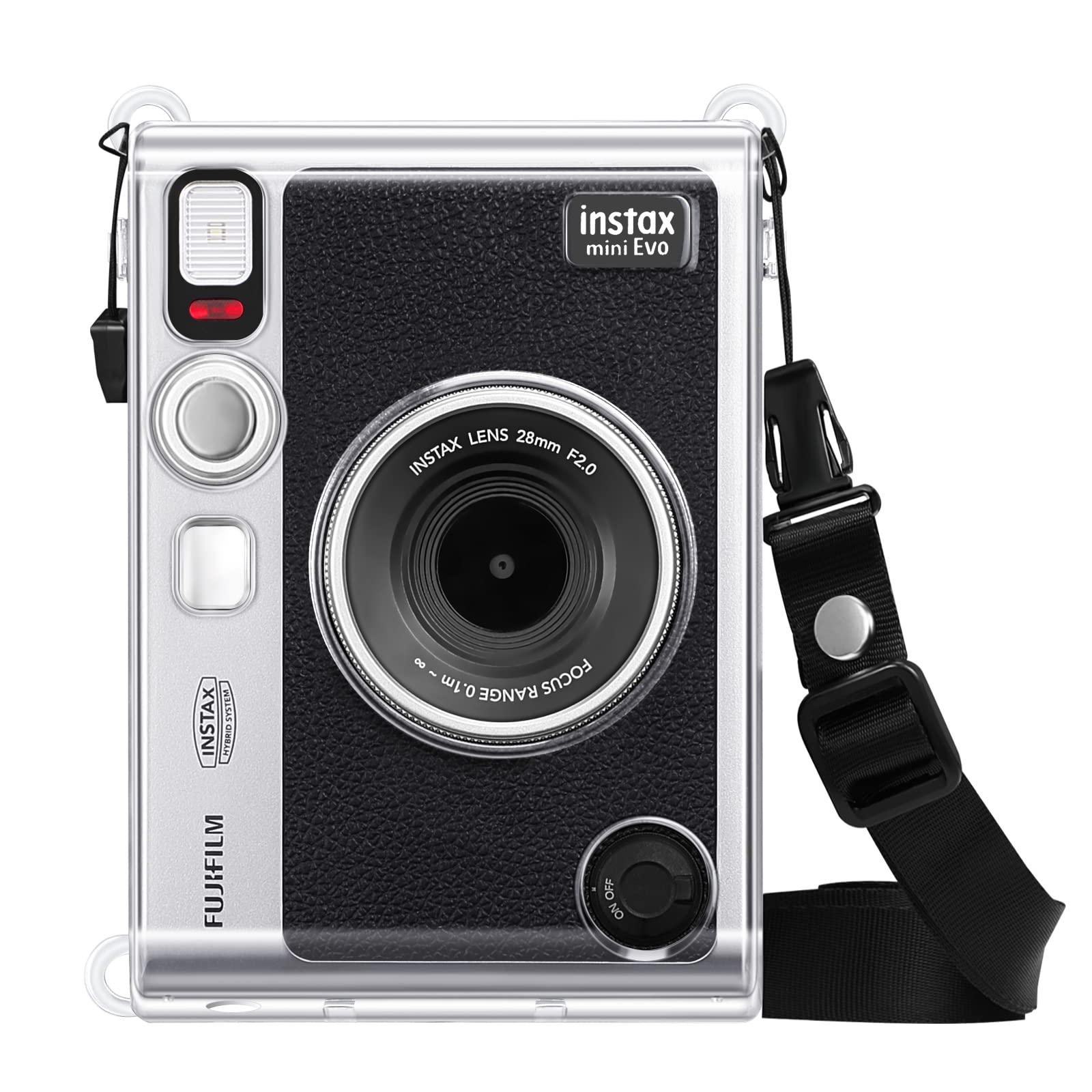 Fintie Protective Clear Case for Fujifilm Instax Mini EVO Camera - Crystal Hard PVC Cover with Removable Shoulder Strap, Clear