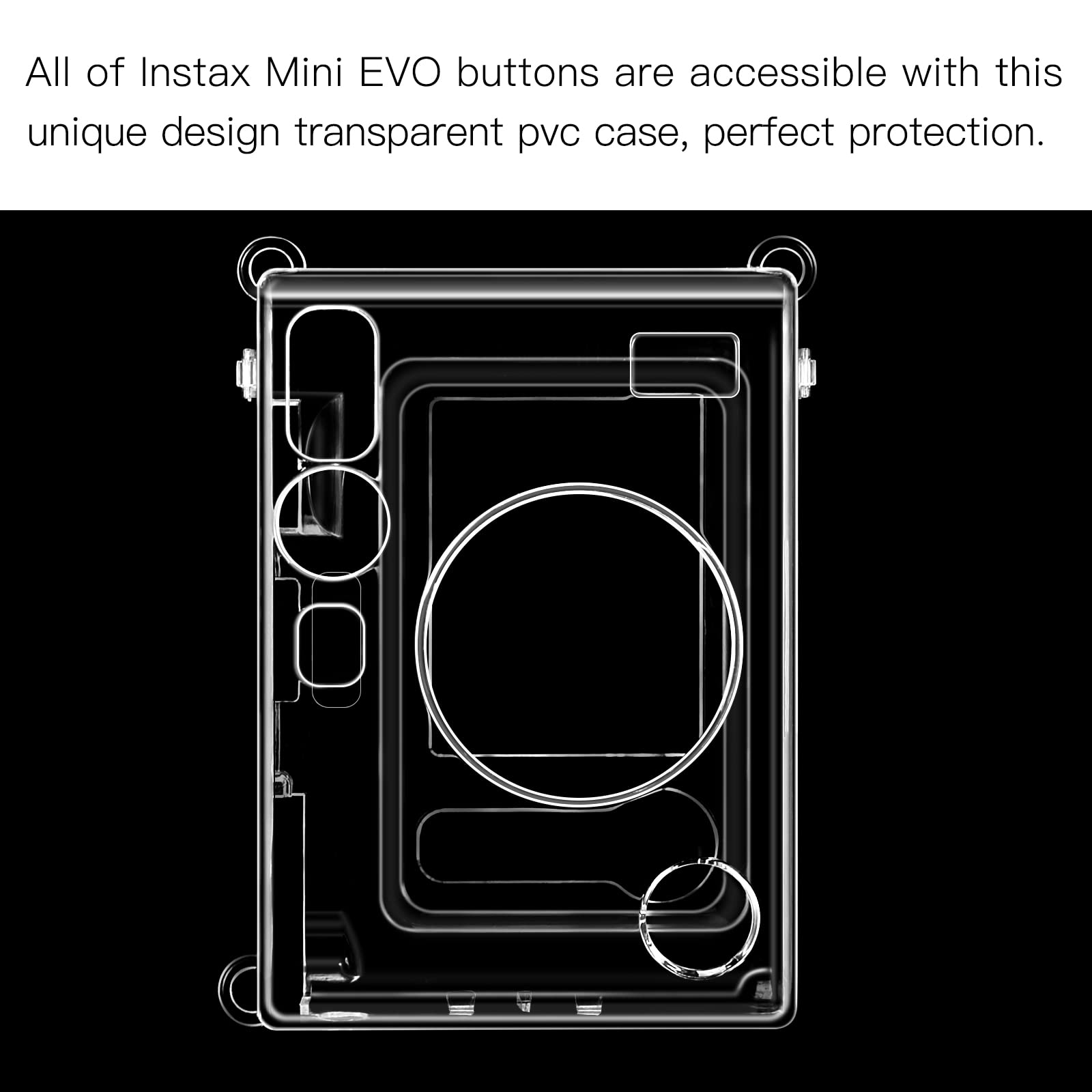 Fintie Protective Clear Case for Fujifilm Instax Mini EVO Camera - Crystal Hard PVC Cover with Removable Shoulder Strap, Clear