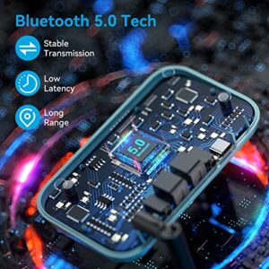 Bluetooth Transmitter Receiver, SOOMFON 3-in-1 Bluetooth 5.0 Audio Adapter for 2 Headphones with LCD Display Adjustable Volume, Optical AUX RCA Bypass for TV Home Stereo Speaker