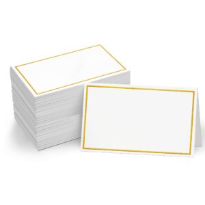 110 pcs tent cards, small place cards with gold foil border delicate seating cards blank name cards escort cards for wedding, table, dinner parties, receptions (each measures 2” x 3.5”)