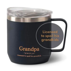 vahdam grandpa mug (300ml/10.1oz) black | reusabletea & coffee mug - grandpa gifts | 18/8 stainless steel, vacuum insulated travel tumbler cup | carry hot & cold beverage | grandpa gifts