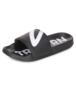 tretorn womens slides ace-cute sandals casual summer comfort slip-on shower/water shoe, black/white, 9