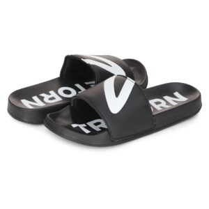 TRETORN Womens Slides Ace-Cute Sandals Casual Summer Comfort Slip-On Shower/Water Shoe, Black/White, 9