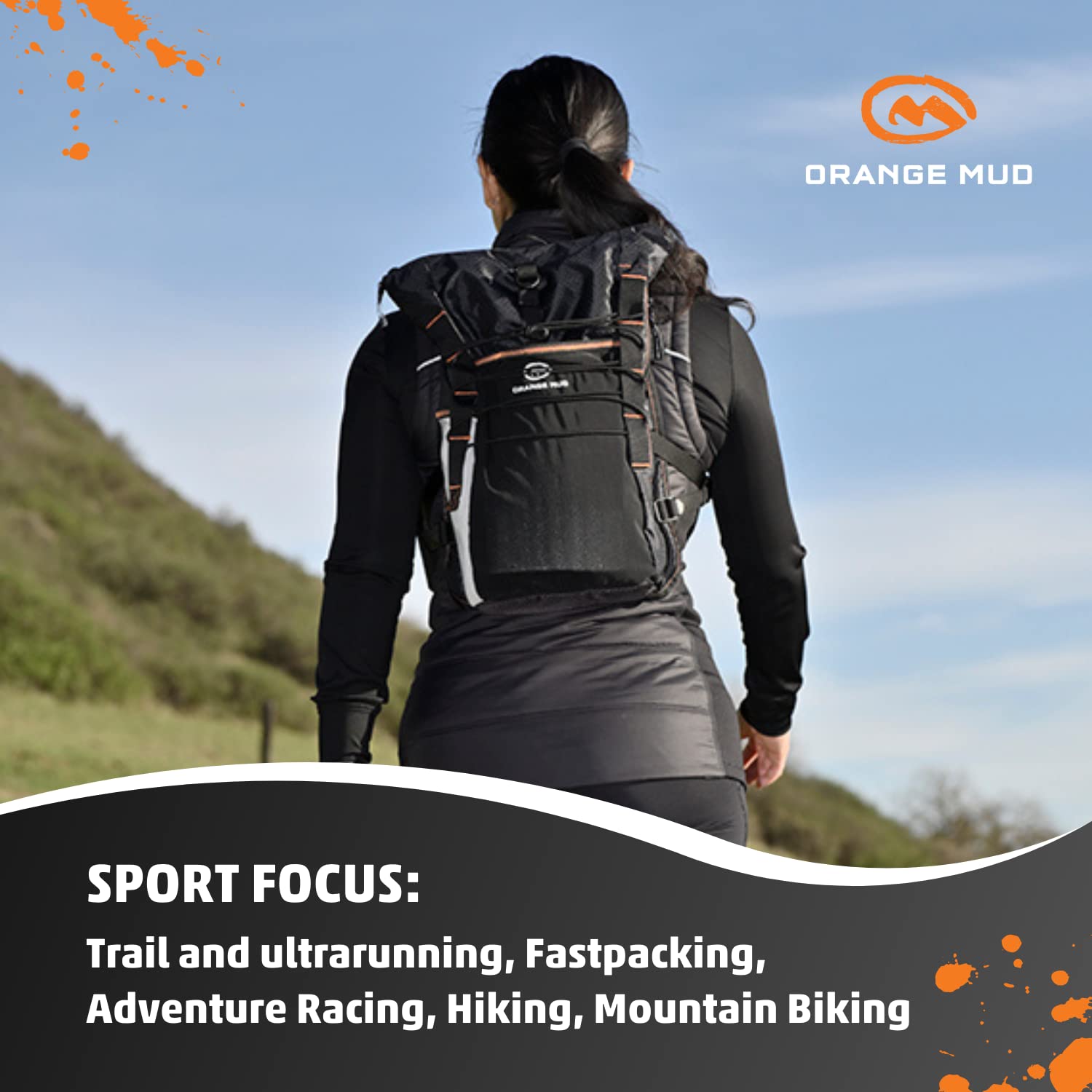 M Orange Mud Adventure Pack 12L, Black 3.0, with TPH