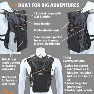 M Orange Mud Adventure Pack 12L, Black 3.0, with TPH