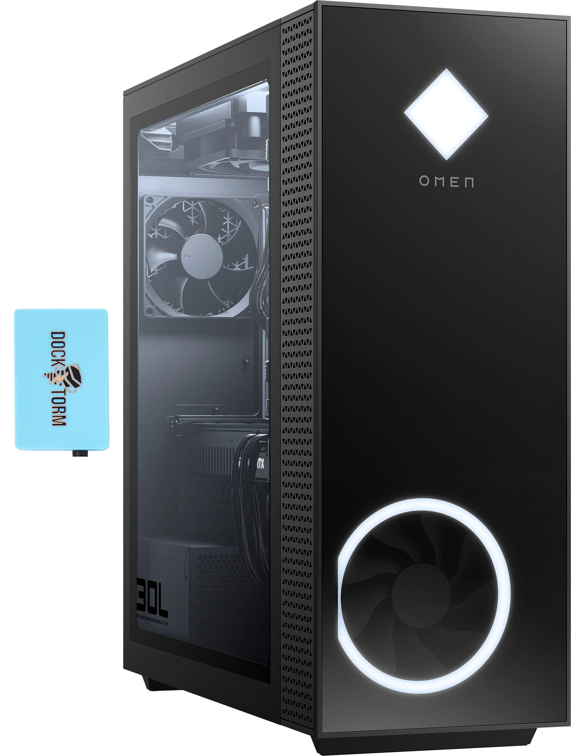 HP OMEN GT13 Gaming & Entertainment Desktop PC (AMD Ryzen 5 5600G 6-Core, 16GB RAM, 1TB SSD, Radeon RX 6600 XT, WiFi, Bluetooth, HDMI, USB 3.1, Display Port, Jet Black, Win 11 Home) with Hub