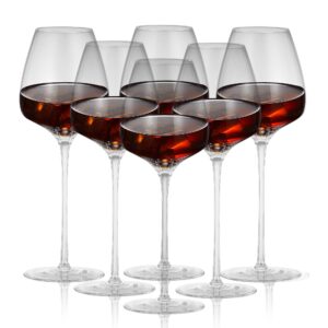 berkware premium wine glasses - crystal long stem wine glass - 12 oz each (set of 6)