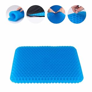 Yunqing Gel Seat Cushion with Non-Slip Cover, Cooling Seat Cushion Breathable Honeycomb Pain Relief, Sciatica Hip Egg Crate Cushion for Of Blue