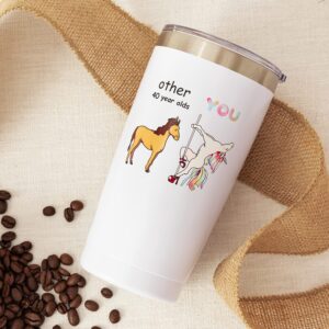 Crisky Unicorn Tumbler for Women 40th Birthday Gifts Friends Funny 40th Birthday Idea Presents for Mom/Sister/Aunt/Coworker 20oz Vacuum Insulated Travel Tumbler with Lid & Box