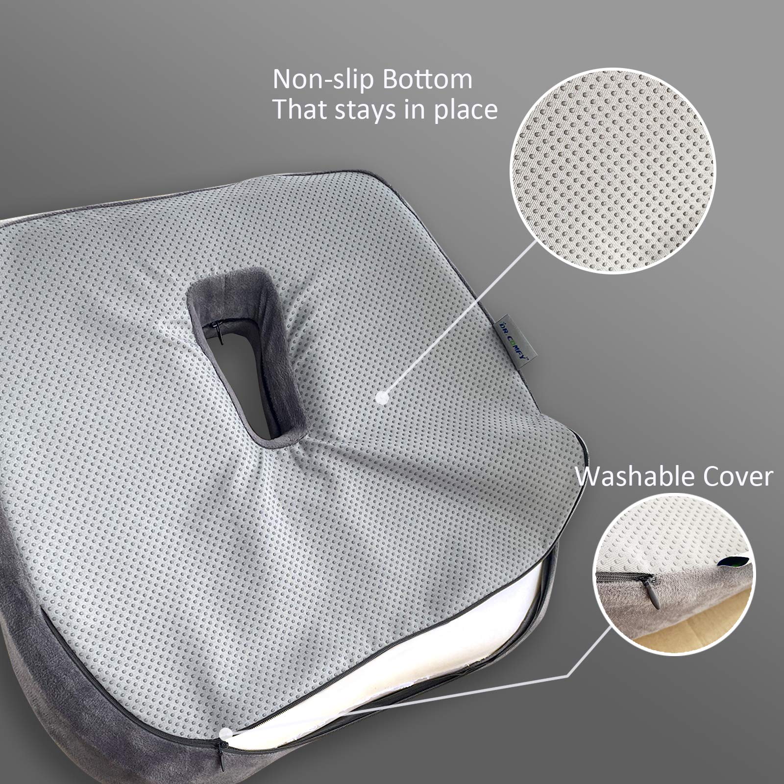 Seat Cushion for Office Chairs Coccyx Seat Cushion and Lumbar Support Memory Foam Seat Cushions for or Sciatica, Lower Back Tailbone Pain Relief - Grey