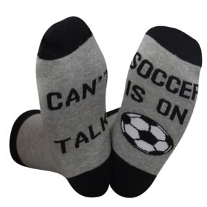 gjtim soccer lover gift soccer birthday gift can’t talk soccer is on novelty soccer socks for women men (soccer is on)