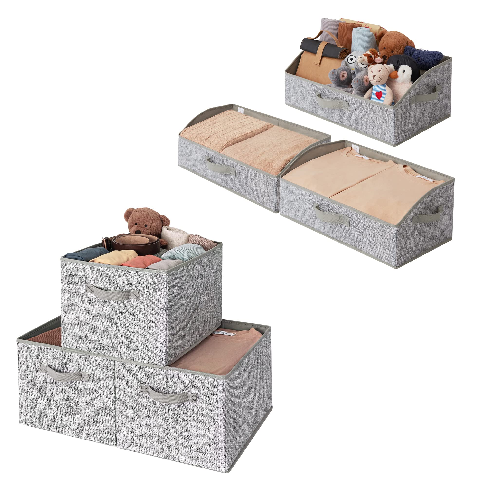 GRANNY SAYS Bundle of 3-Pack Trapezoid Storage Bins for Organizing & 3-Pack Rectangle Lidless Storage Bins