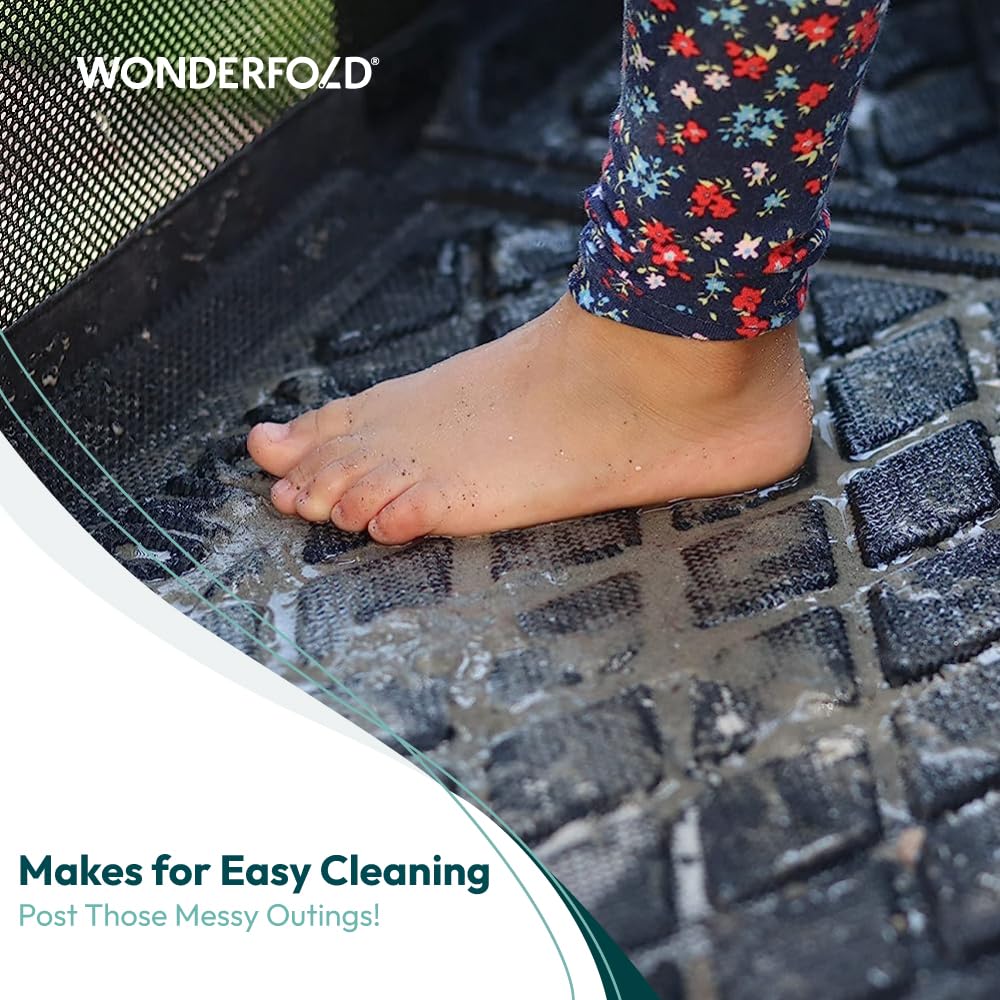 WONDERFOLD All Weather Mat (W4 Models) Stroller Wagon Accessory Made from TPE to Protect Wagon from Sand, Dirt, and Water - 33.5” Length x 20.5” Width x .75” Height Black
