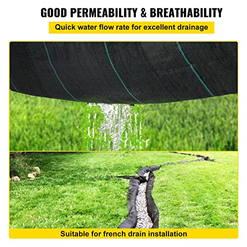 VEVOR Weed Fabric Barrier Heavy Duty, 12.5x50ft 3.5oz Weed Blocker Fabric, Woven Landscape Fabric, Garden Fabric Weed Barrier, Weed Control Fabric Ground Cover, Geotextile Fabric, Gardening Mat, Black