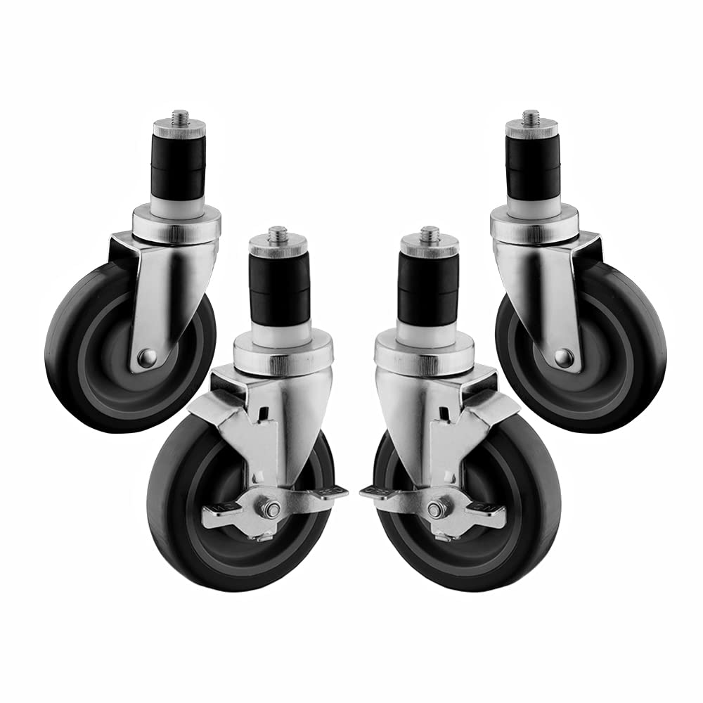 AmGood Work Table Stem Casters | 5" Heavy Duty Wheels | Set of 4