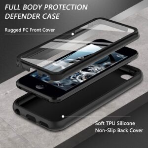 iPod Touch 7th/6th/5th Generation Case, iPod Touch case, Shockproof Silicone Case [with Built in Screen Protector] Full Body Heavy Duty Rugged Defender Cover Case for iPod Touch 7/6/5 (Black)