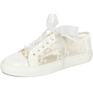 jiajia 8835 wedding shoes bridal sneakers flats bride tennis shoes lace sneakers colour ivory,size 8 b(m) us/39 eu