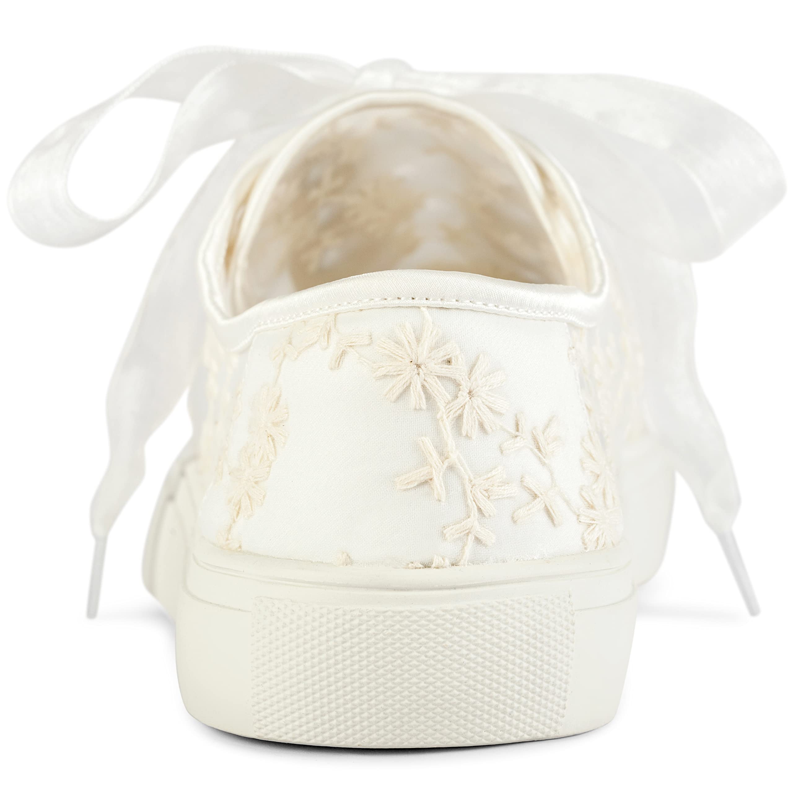 JIAJIA 8835 Wedding Shoes Bridal Sneakers Flats Bride Tennis Shoes Lace Sneakers Colour Ivory,Size 8 B(M) US/39 EU