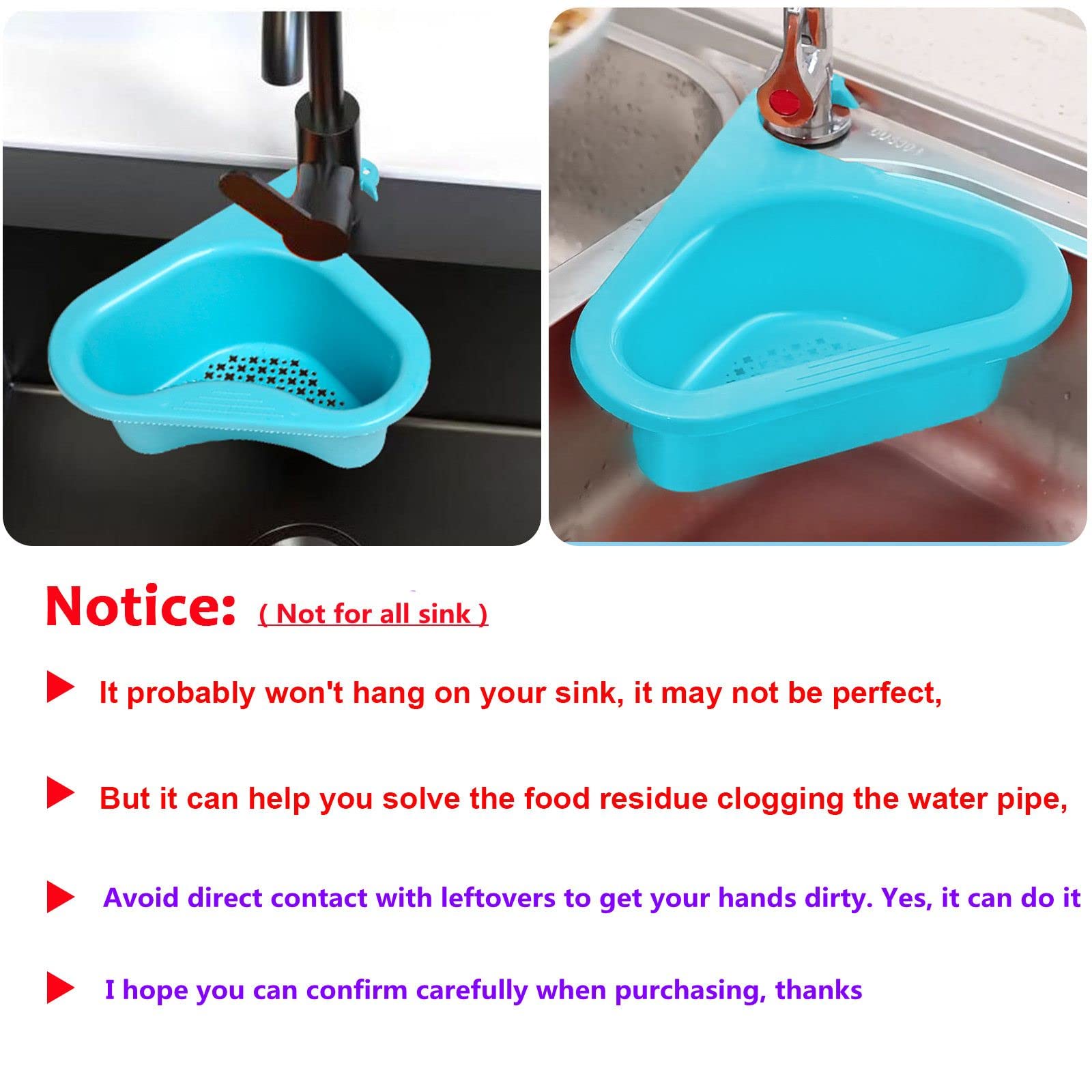 quirzx 4 Pack Swan Drain Basket for Kitchen Sink, Triangle Corner Kitchen Sink Strainer Basket Multifunctional Triangle Sink Filter, Leftovers Food Catcher Basket (Faucet Diameter Max 1.8 In)