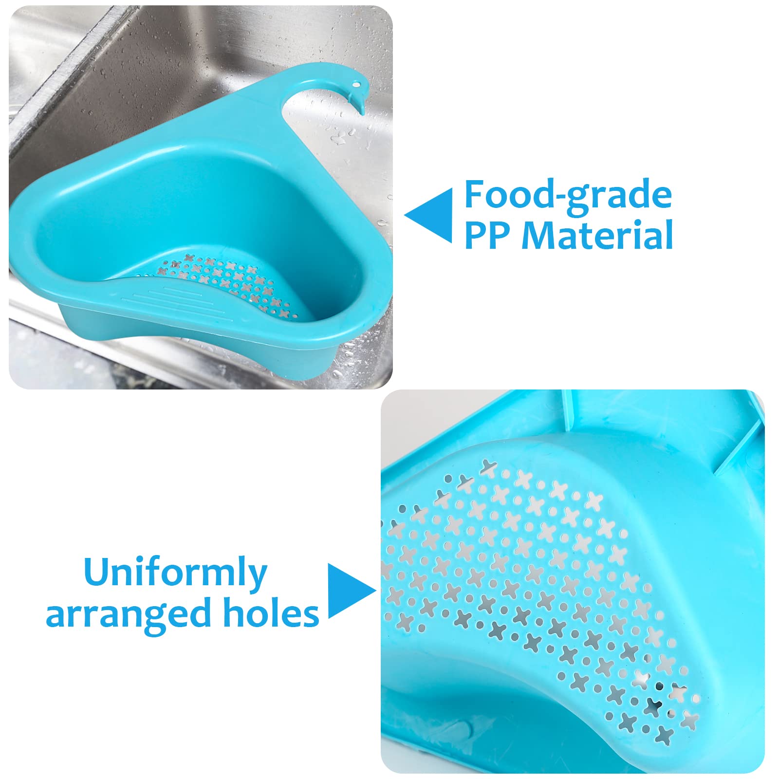 quirzx 4 Pack Swan Drain Basket for Kitchen Sink, Triangle Corner Kitchen Sink Strainer Basket Multifunctional Triangle Sink Filter, Leftovers Food Catcher Basket (Faucet Diameter Max 1.8 In)