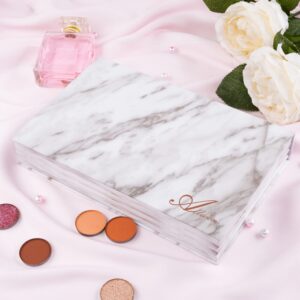 Allwon 4-Layer Book Shaped Marble Magnetic Palette Large Empty Makeup Palette Storage Box for Eyeshadow Lipstick Blush Powder (White)