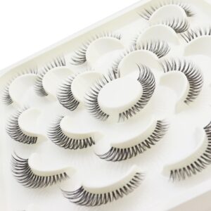 DAODER Short Lashes Natural Look Cat Eye Lashes Clear Band Wispy Curly False Eyelashes Like Lash Extension 12mm Thin Band Soft Mink Lashes Pack 10 Pairs (Cat Eye Lashes)