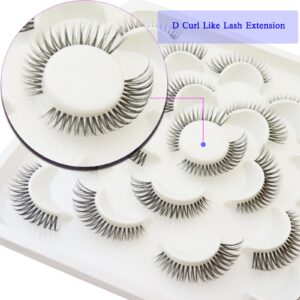 DAODER Short Lashes Natural Look Cat Eye Lashes Clear Band Wispy Curly False Eyelashes Like Lash Extension 12mm Thin Band Soft Mink Lashes Pack 10 Pairs (Cat Eye Lashes)