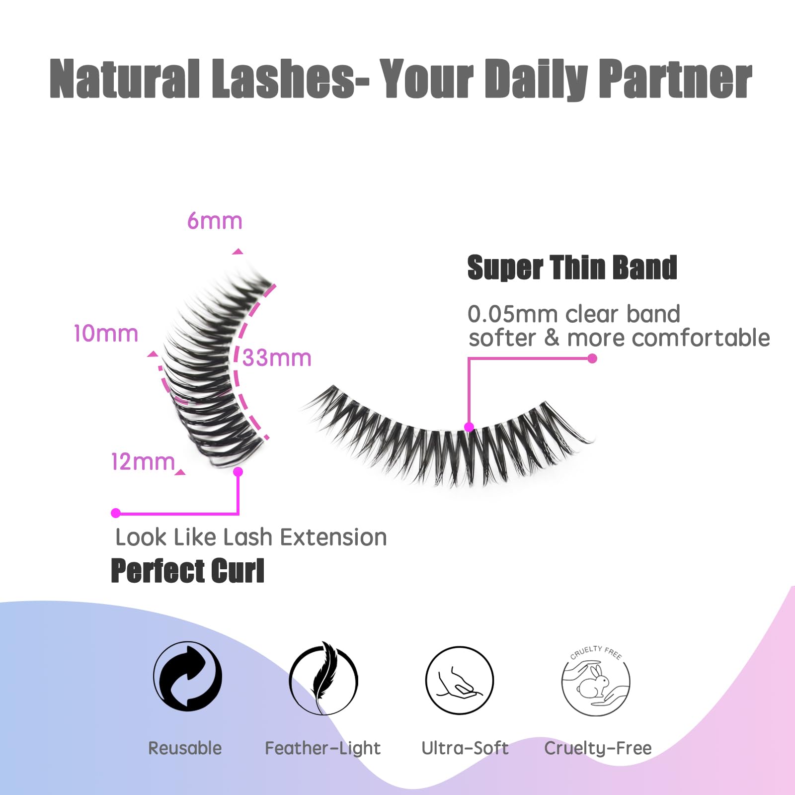 DAODER Short Lashes Natural Look Cat Eye Lashes Clear Band Wispy Curly False Eyelashes Like Lash Extension 12mm Thin Band Soft Mink Lashes Pack 10 Pairs (Cat Eye Lashes)