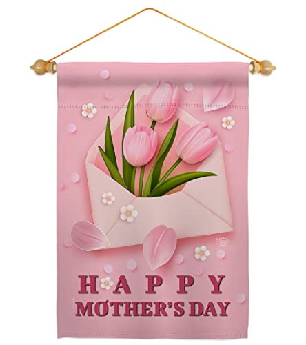 Ornament Collection Mommy Day Mail Garden Flag Set Wood Dowel Family Mother Mom Mama Grandma Love Flowers Parent Sibling Relatives Grandparent House Banner Small Yard Gift Double-Sided, Made in USA