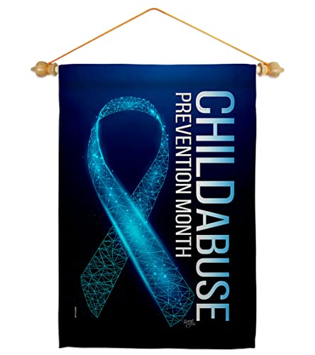 Breeze Decor Prevention Child Abuse Garden Flag Set Wood Dowel Support Awareness Inspirational Survivor Ribbon Cancer Autism Breast BLM House Banner Small Yard Gift Double-Sided, Made in USA