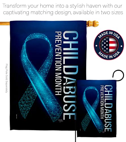 Breeze Decor Prevention Child Abuse Garden Flag Set Wood Dowel Support Awareness Inspirational Survivor Ribbon Cancer Autism Breast BLM House Banner Small Yard Gift Double-Sided, Made in USA