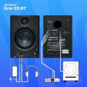 PreSonus Eris E5 BT-5.25" Near Field Studio Monitors with Bluetooth, 100W Power, Subwoofer Output, Plus Balanced and Unbalanced Inputs