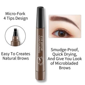 Upgrade Tattoo Eyebrow Pen, Waterproof Microblading Brow Pencil, 24 Hours Long Lasting, Smudge-proof, Natural Looking (2# Dark Brown)