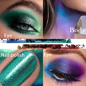 evpct 2Pcs Mermaid Duochrome Iridescent Eyeshadow Palette Bright Purple Emerald Green Blue Glitter Shimme Loose Eyeshadow Palette Pigments MultiChrome Chameleon Chrome Holographic Eyeshadow,2g,03&04