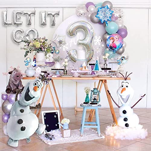 12 PCS Snowman Birthday Party Balloons For Frozen Birthday Party Decoration Cartoon Foil Balloons Bouquet For Children birthday Party (Sliver-3rd)