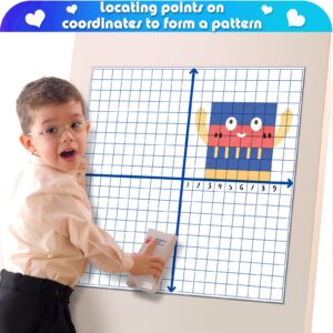 4 Pieces Jumbo Magnetic XY Coordinate Dry Erase Grid, Magnetic Graph for Grid Whiteboard, Dry Erase Board, Dry Erase Graph for Classrooms, Teaching, Learning Tools, 26 x 26 Inches