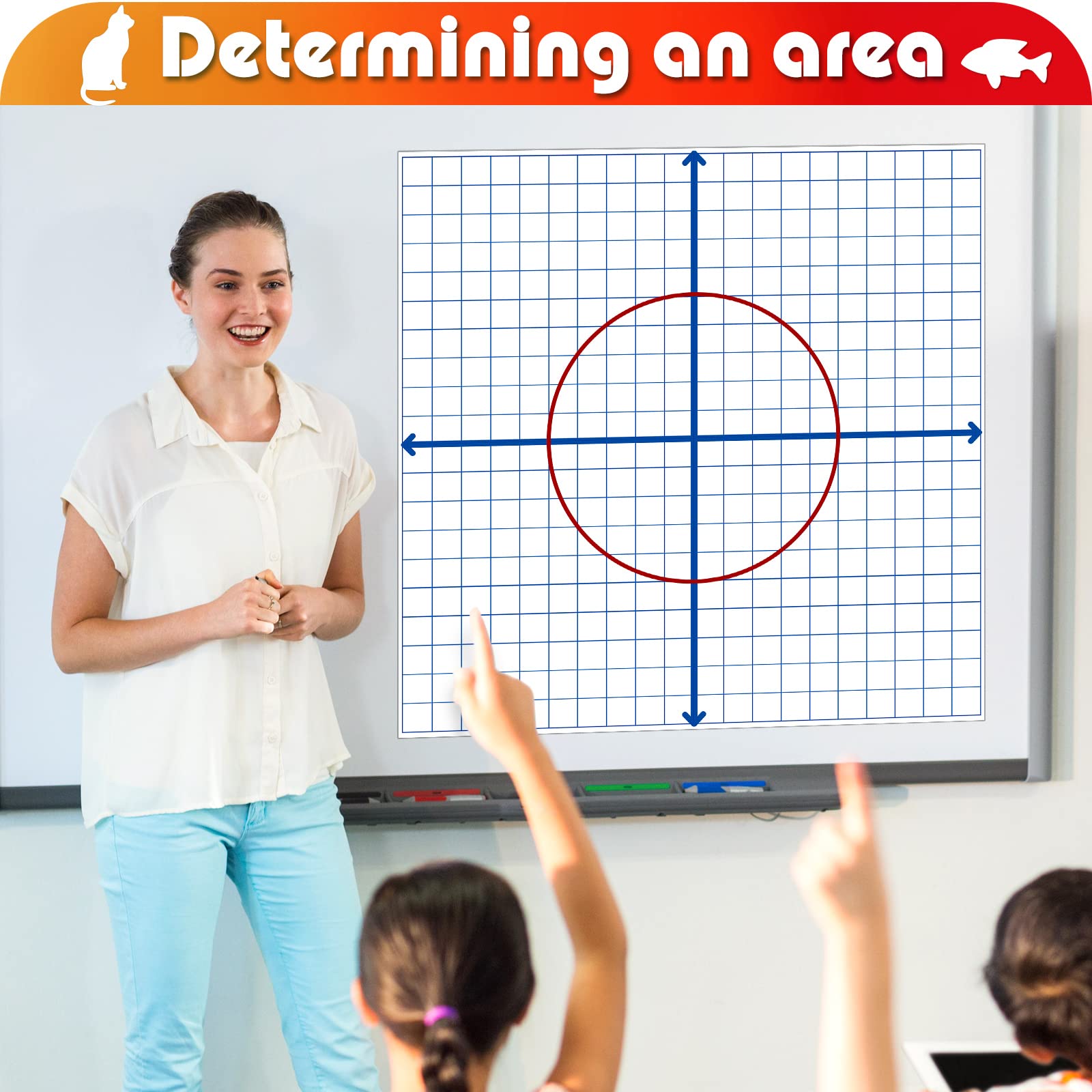 4 Pieces Jumbo Magnetic XY Coordinate Dry Erase Grid, Magnetic Graph for Grid Whiteboard, Dry Erase Board, Dry Erase Graph for Classrooms, Teaching, Learning Tools, 26 x 26 Inches