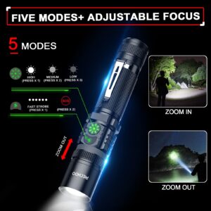 RECHOO Flashlight USB Rechargeable Double Switch S3000L LED Tactical Flashlight High Lumens Super Bright 5 Modes Zoomable Waterproof Flashlight for Camping, Emergency (Battery Included)