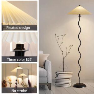 Pleated Floor Lamp, 3 Color Dimmable Floor Lamp, Retro Bedside Atmosphere Table Lamp for Bedroom, Living Room, Office ( Color : 4# , Size : Large )