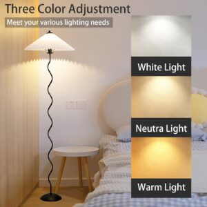 Pleated Floor Lamp, 3 Color Dimmable Floor Lamp, Retro Bedside Atmosphere Table Lamp for Bedroom, Living Room, Office ( Color : 4# , Size : Large )