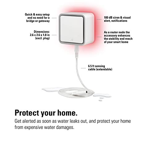 Eve Water Guard - Smart Home Water Leak Detector, 6.5 ft Sensing Cable, 100 dB Siren, (Apple HomeKit), App Notifications, Bluetooth, Thread
