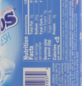 Mentos Pure Fresh Sugar-Free Chewing Gum with Xylitol, Fresh Mint, in a recyclable 90% Paperboard Bottle, 80 Piece (Pack of 1)