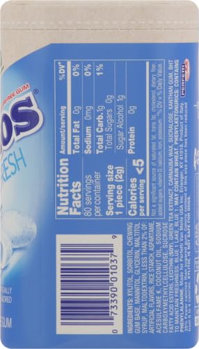 Mentos Pure Fresh Sugar-Free Chewing Gum with Xylitol, Fresh Mint, in a recyclable 90% Paperboard Bottle, 80 Piece (Pack of 1)